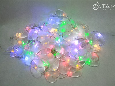 Dây đèn trái tim trong suốt nhiều màu 10m L-DDTT